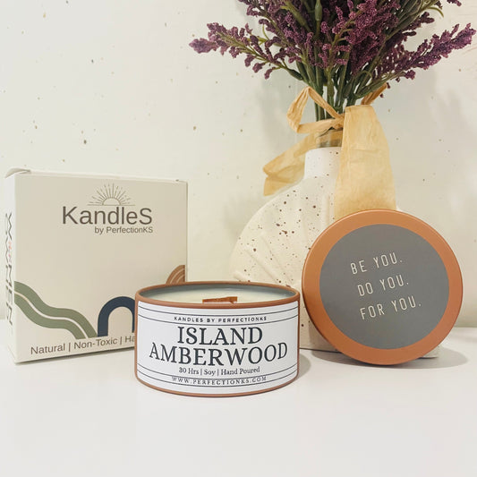 Island Amberwood 8oz Luxury Candle - Exotic Elegance for Your Space