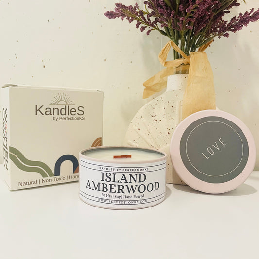 Island Amberwood 8oz Luxury Candle - Exotic Elegance for Your Space