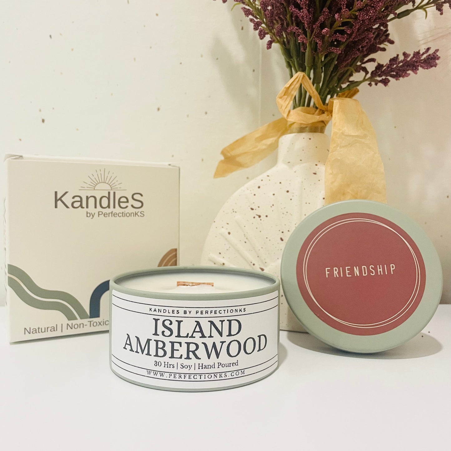 Island Amberwood 8oz Luxury Candle - Exotic Elegance for Your Space