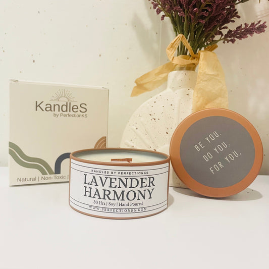 Lavender Harmony Luxury Candle | Eco-Friendly Clean-Burning Wooden Wick Candle