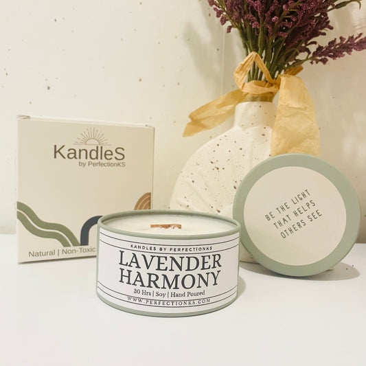 Lavender Harmony Luxury Candle | Eco-Friendly Clean-Burning Wooden Wick Candle