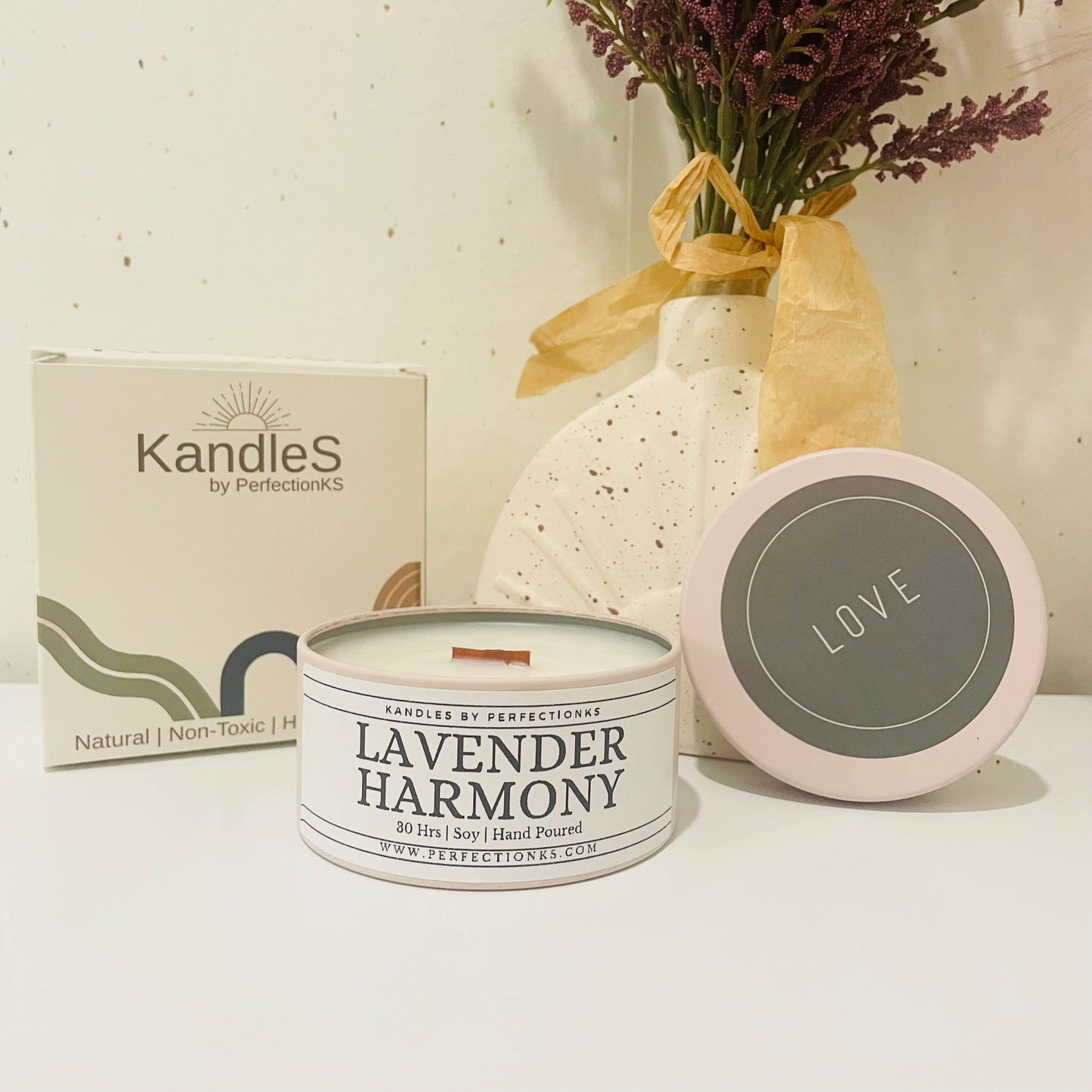 Lavender Harmony Luxury Candle | Eco-Friendly Clean-Burning Wooden Wick Candle
