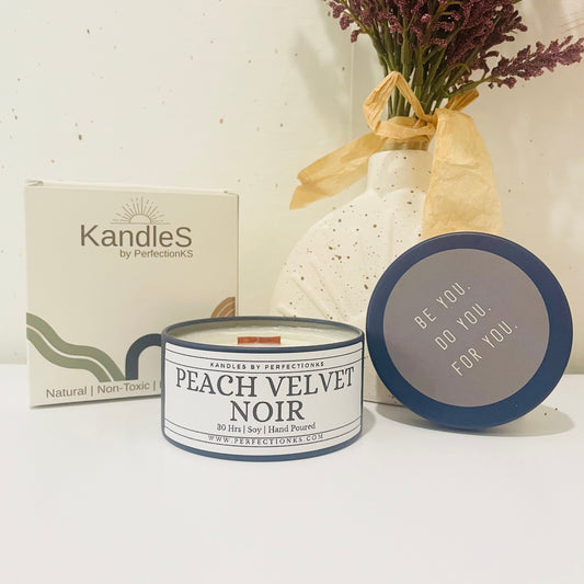 Peach Velvet Noir 8oz Luxury Candle - Opulent Elegance for Your Space
