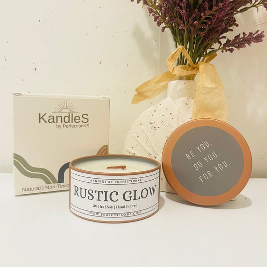 Rustic Glow 8oz Luxury Candle – A Bold Fusion of Smoky Woods & Warm Amber