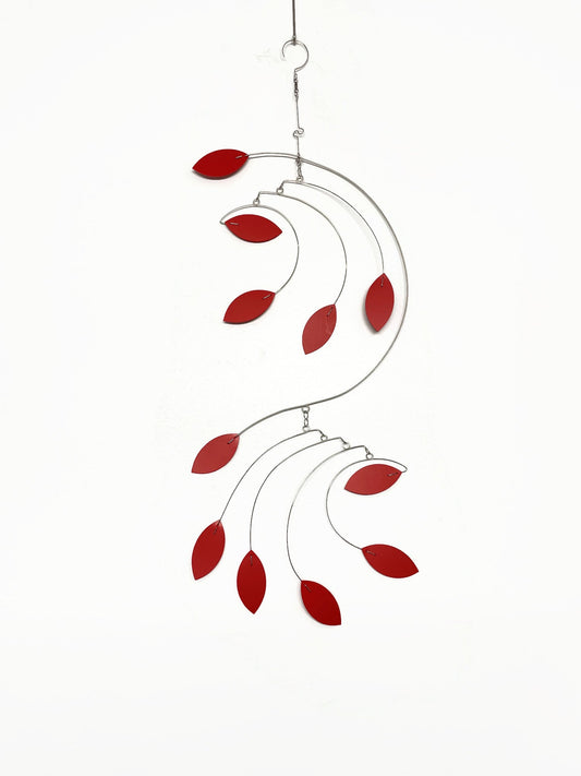 Adult Mobile Dream Catcher Style in Red Kinetic Art Sculpture