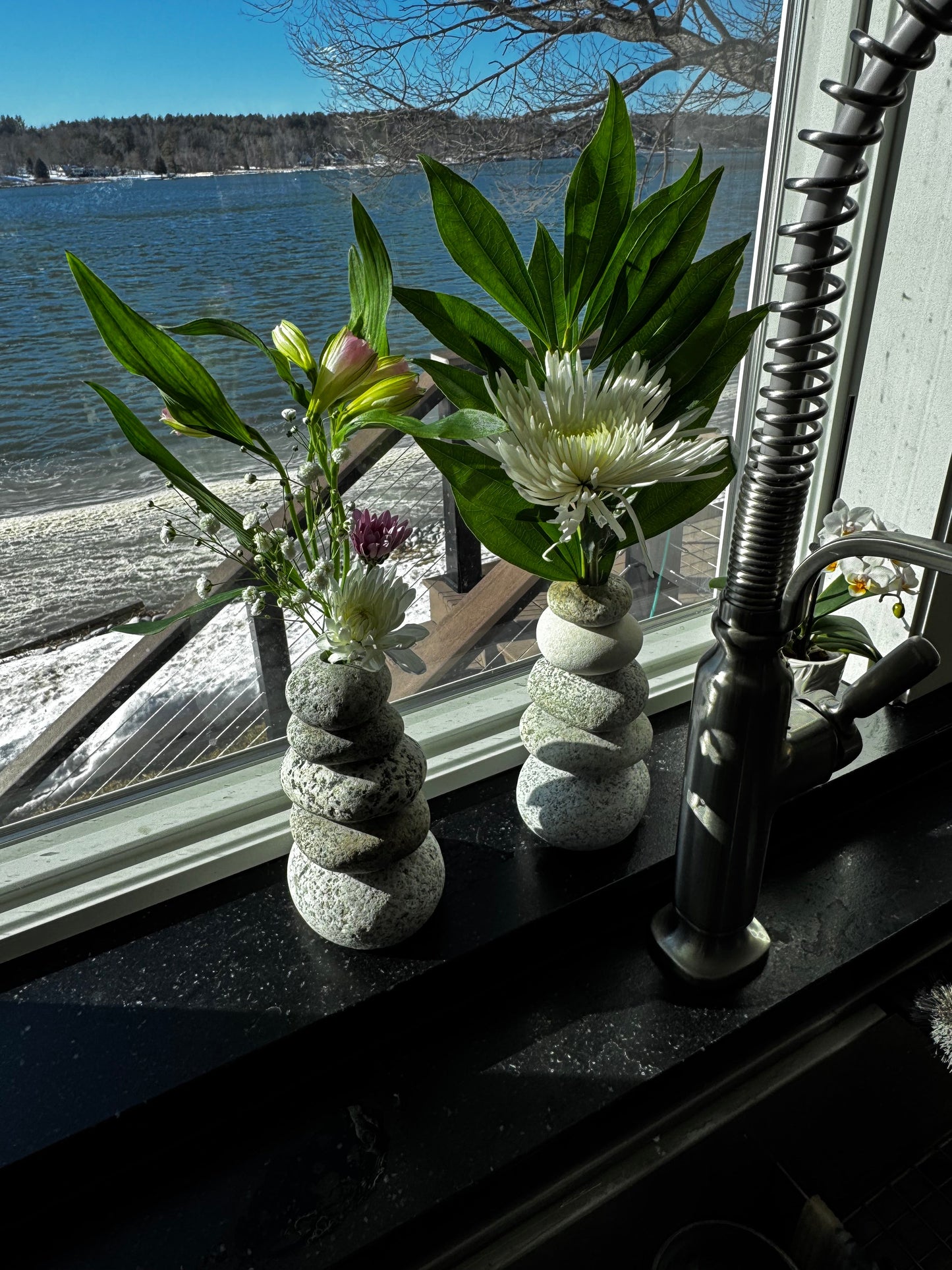 Cairn Vase – Handcrafted from Naturally Tumbled Beach Stones