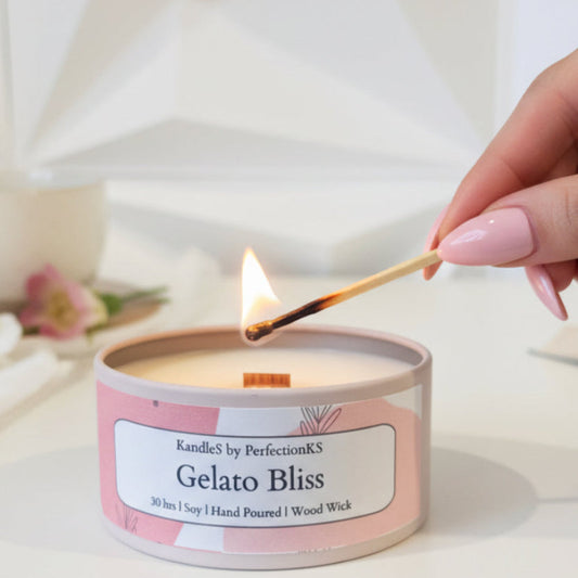 Gelato Bliss Luxury Candle | 8oz Non-Toxic Soy Candle with Wooden Wick | Clean Burn