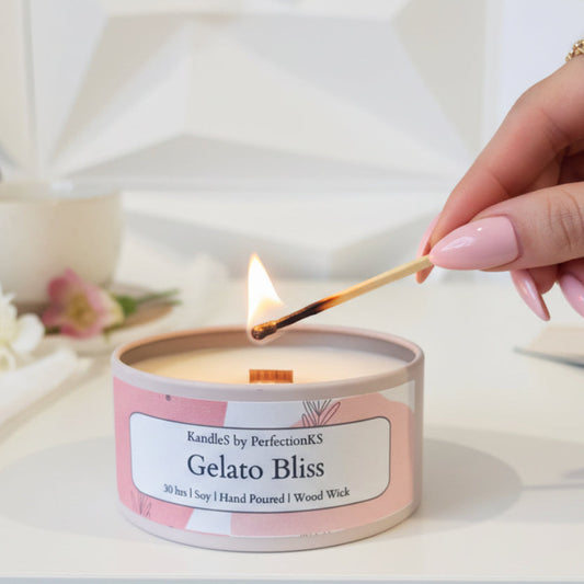 Gelato Bliss Luxury Candle | 8oz Non-Toxic Soy Candle with Wooden Wick | Clean Burn