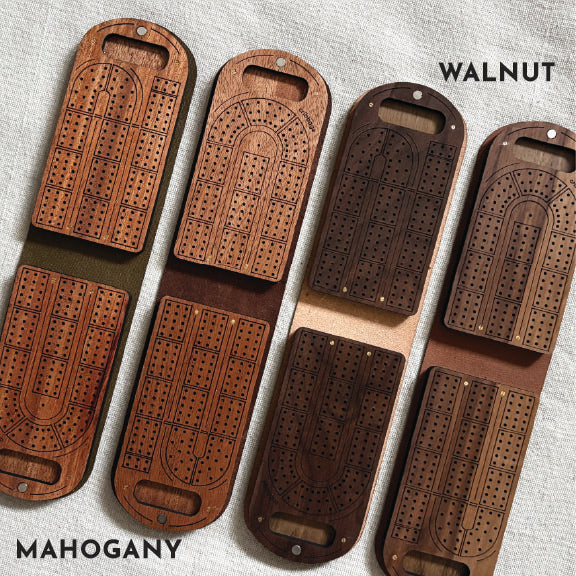 Large Travel Cribbage Board - Mahogany Wood