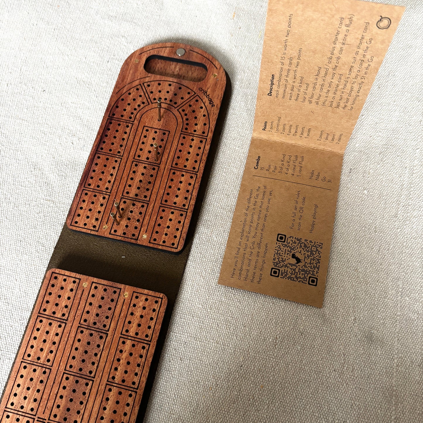 Large Travel Cribbage Board - Mahogany Wood