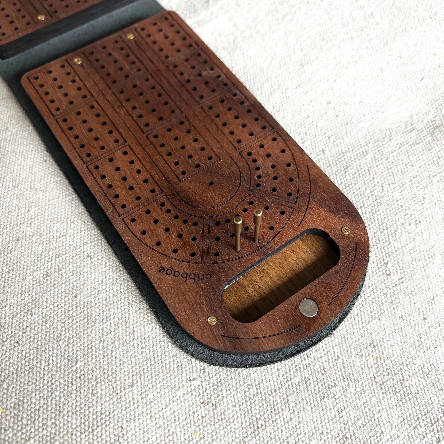 Travel Cribbage Board - Walnut Wood