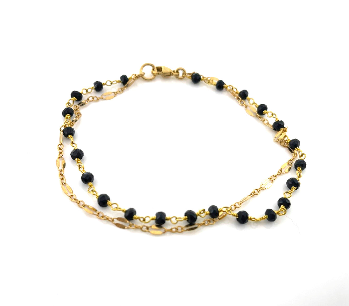 Dual Layer Black Spinel Bracelet – Gold Filled Gemstone Jewelry