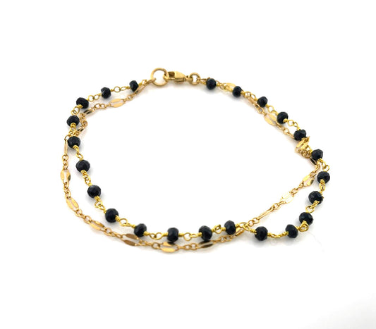 Dual Layer Black Spinel Bracelet – Gold Filled Gemstone Jewelry