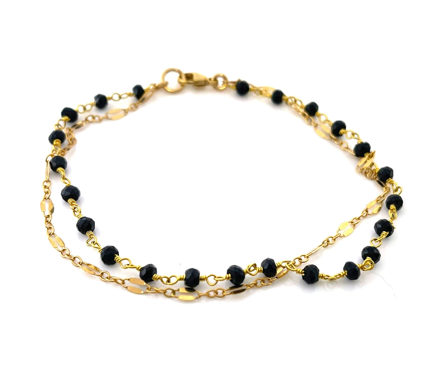Dual Layer Black Spinel Bracelet – Gold Filled Gemstone Jewelry