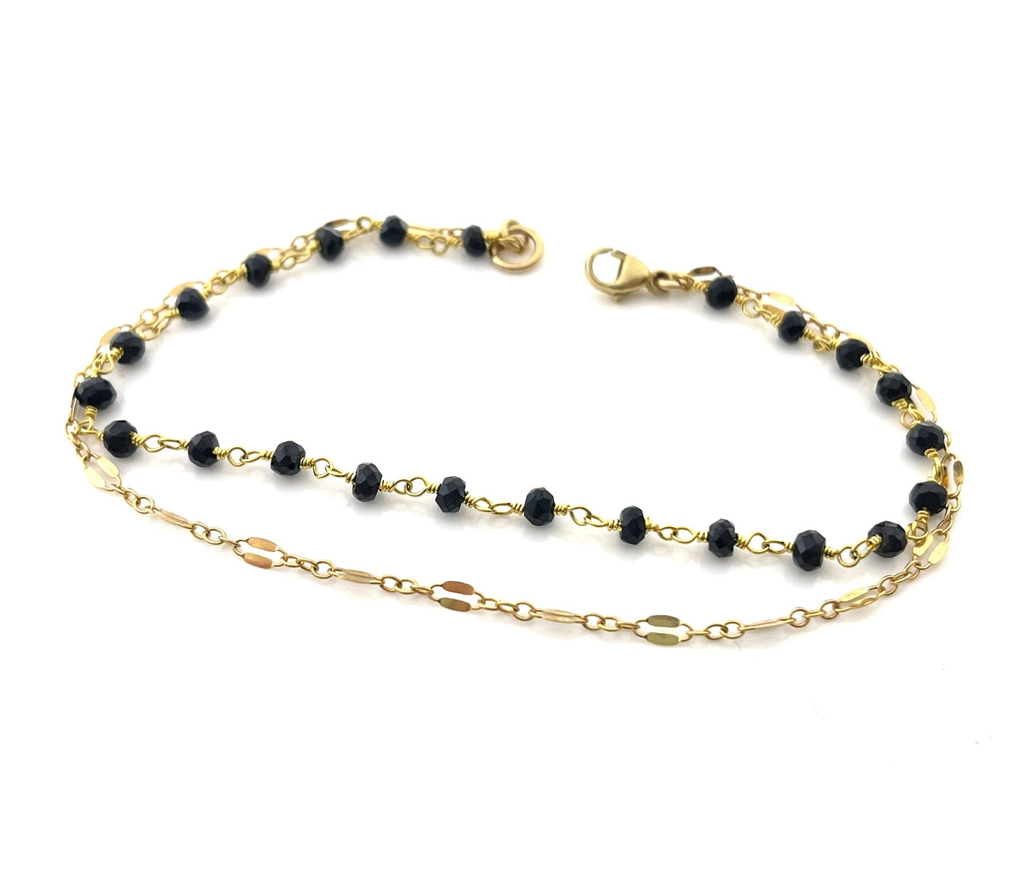 Dual Layer Black Spinel Bracelet – Gold Filled Gemstone Jewelry