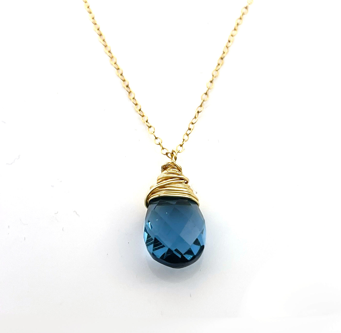 London Blue Topaz Necklace – Gold Filled Gemstone Pendant