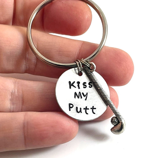 Kiss My Putt Golf Keychain – Hand Stamped Aluminum