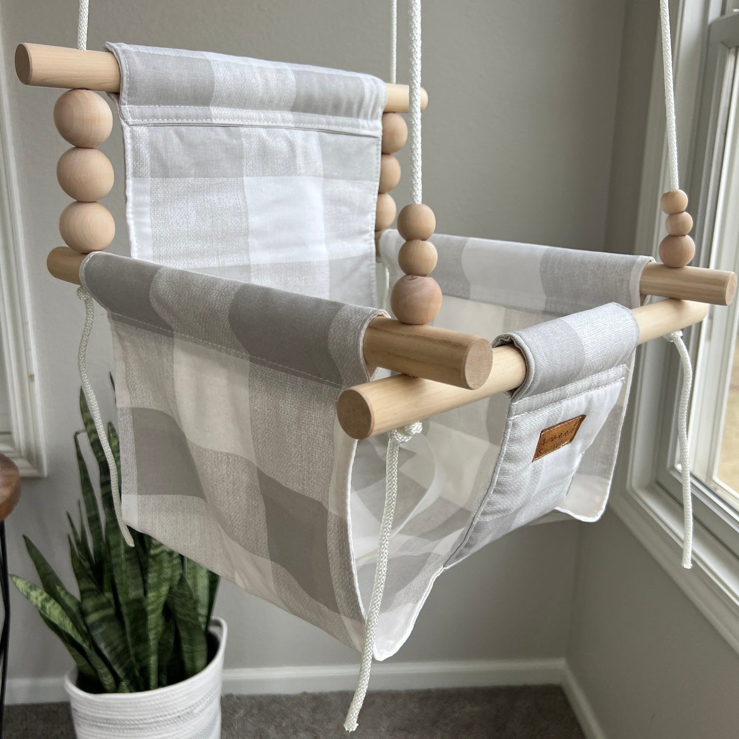 *Limited Time Bundle* Indoor High Back Baby & Toddler Swing-French Gray Buffalo Check