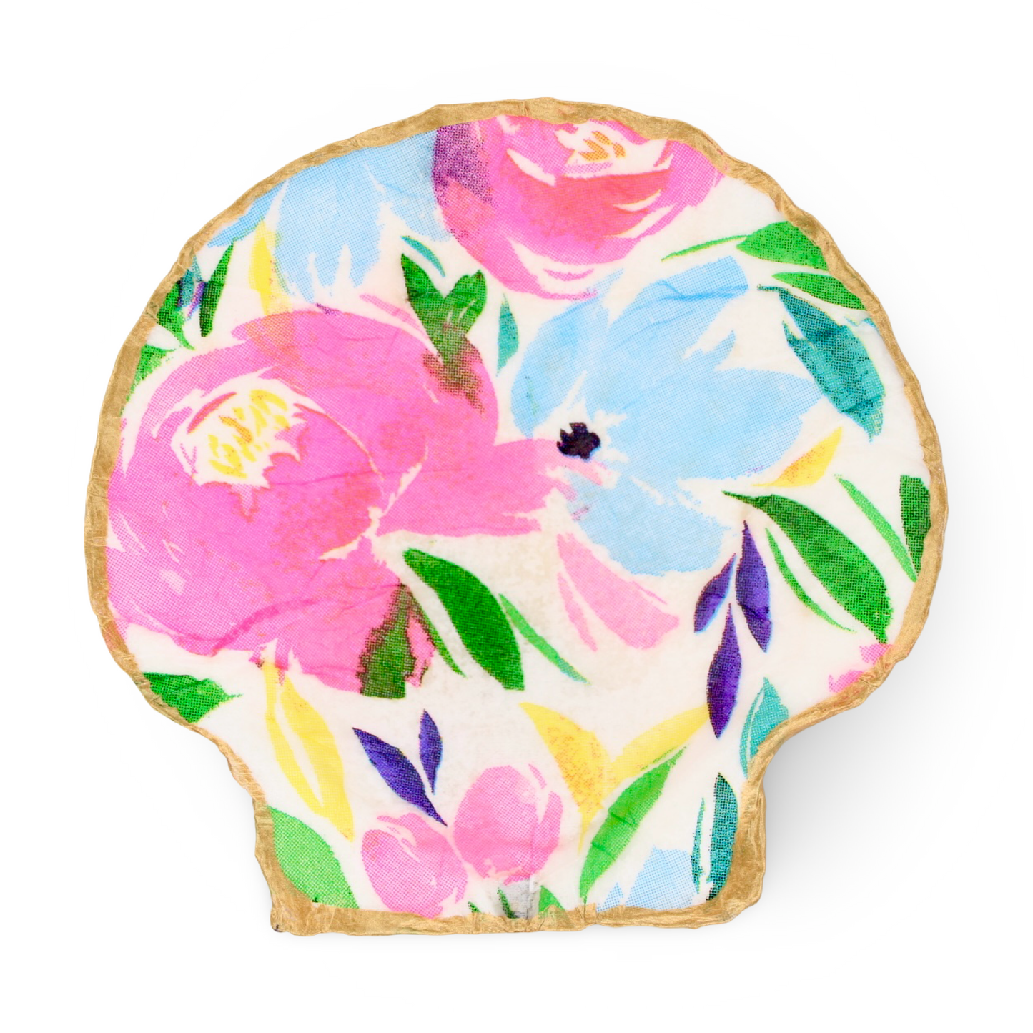 Bright Floral Shell Jewelry and Trinket Dish