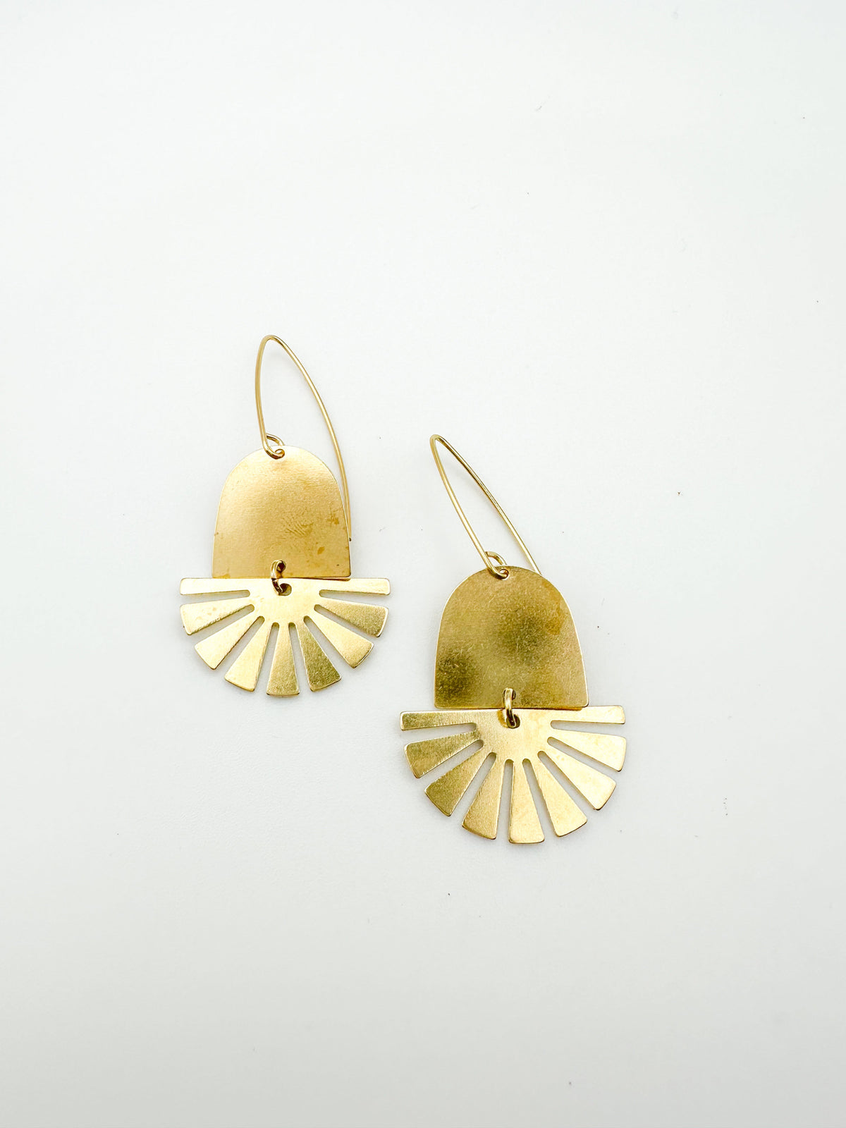 Aztec sun,  lightweight, solid brass, celestial dangle earrings