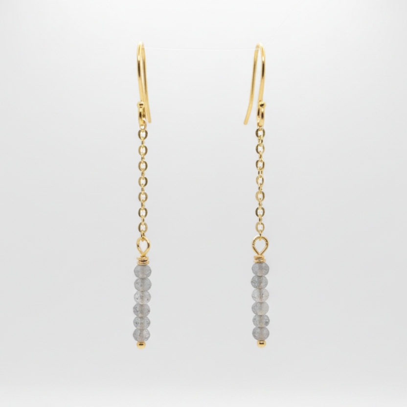 Labradorite and Brass Earrings