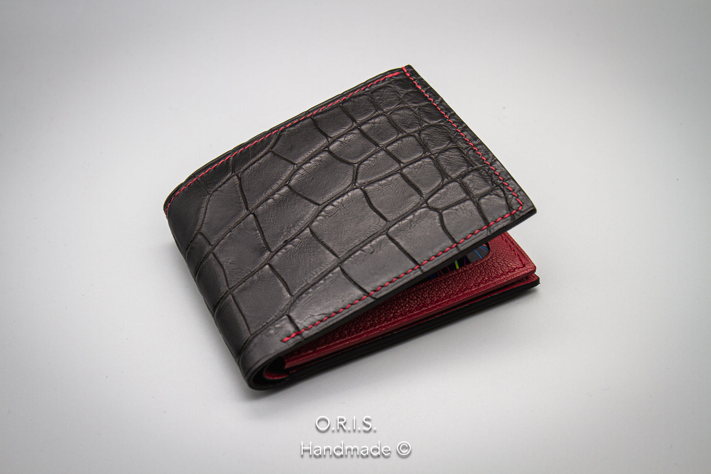 American Alligator Trifold Wallet - Matte Black