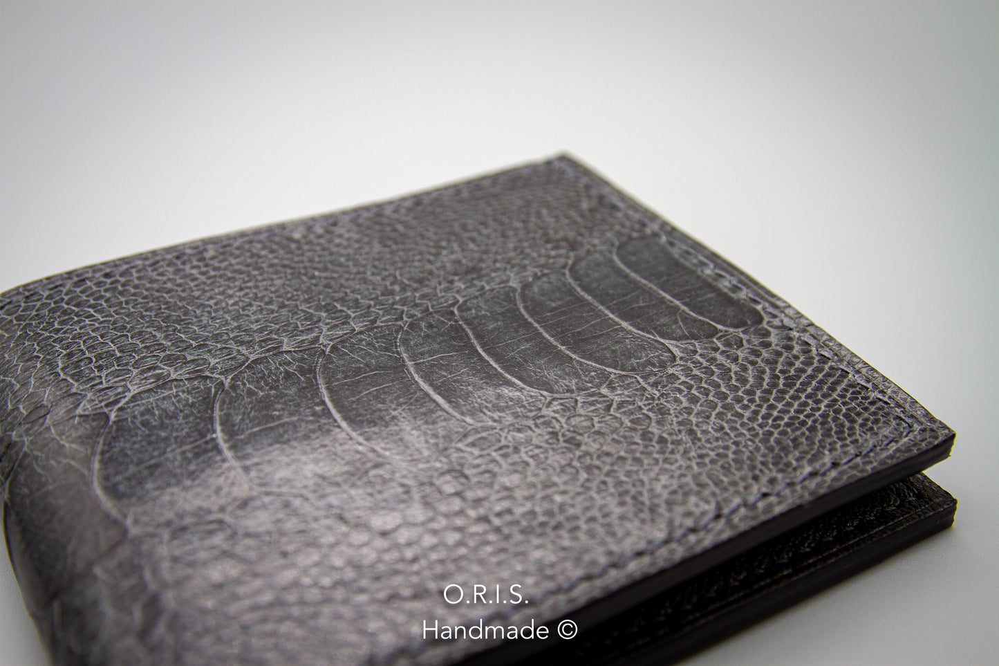 Ostrich Leather Wallet in Grey with Chèvre Interior
