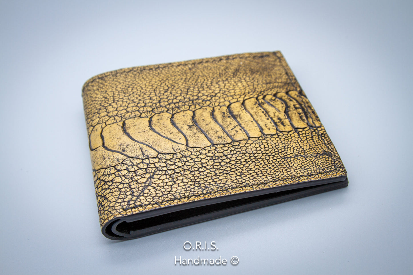 Ostrich Leather Wallet in Rustic Sand Color