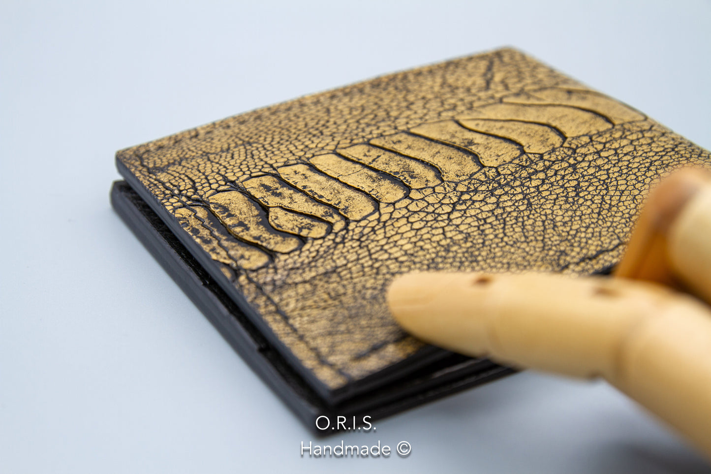 Ostrich Leather Wallet in Rustic Sand Color