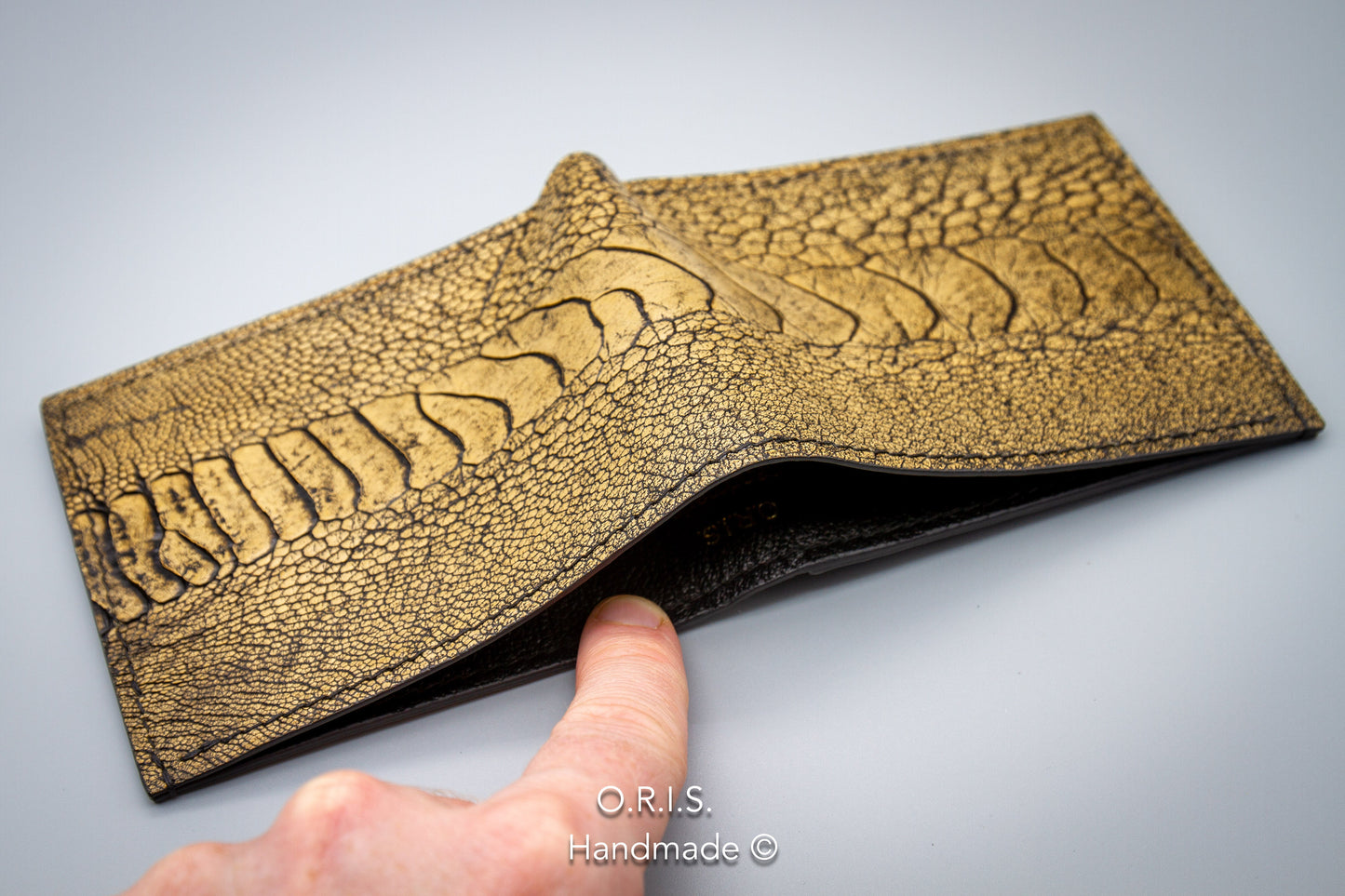 Ostrich Leather Wallet in Rustic Sand Color