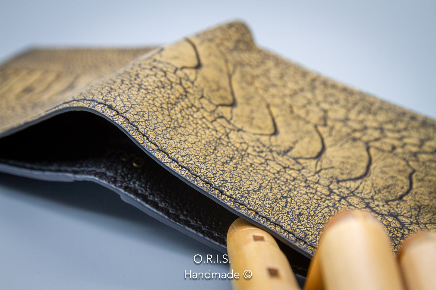 Ostrich Leather Wallet in Rustic Sand Color