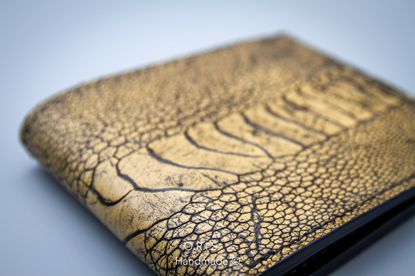 Ostrich Leather Wallet in Rustic Sand Color