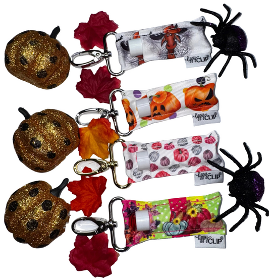 Pink and Aqua Pumpkins LippyClip® Lip Balm Holder