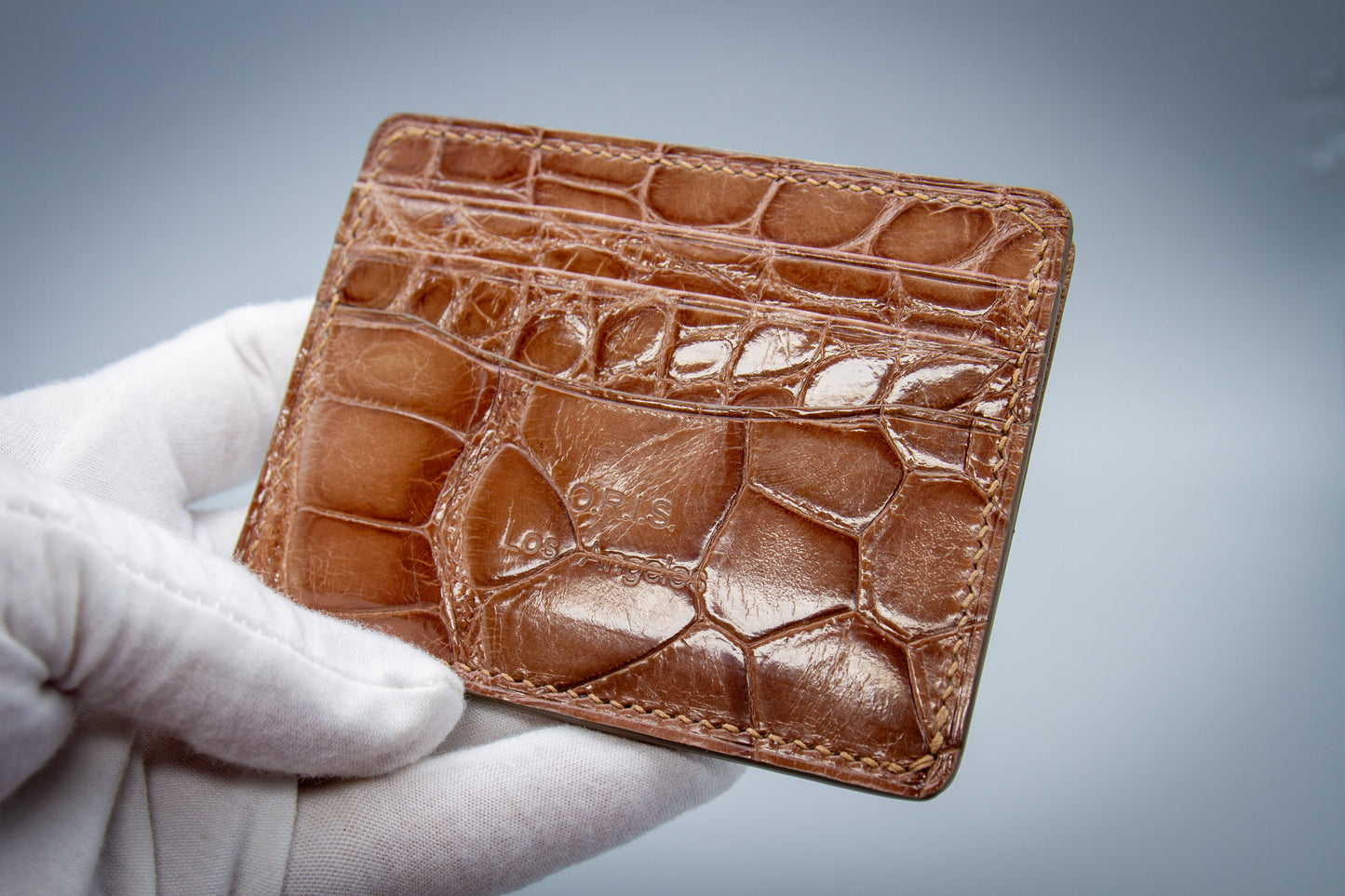 Alligator Compact Card Holder - Rosewood
