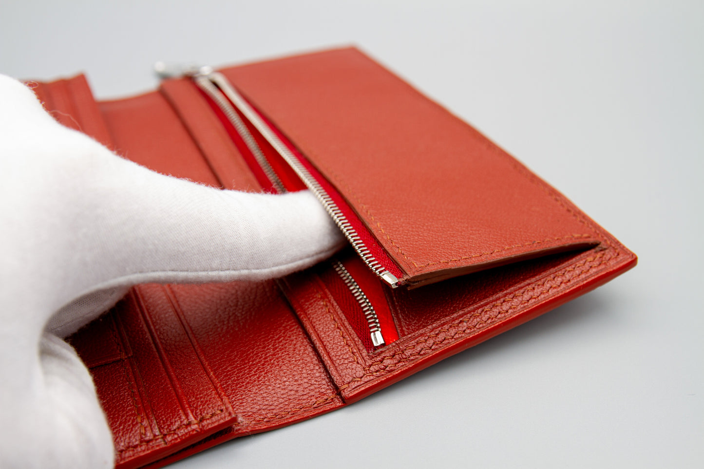 Handcrafted Orange Crocodile Leather Clutch Wallet