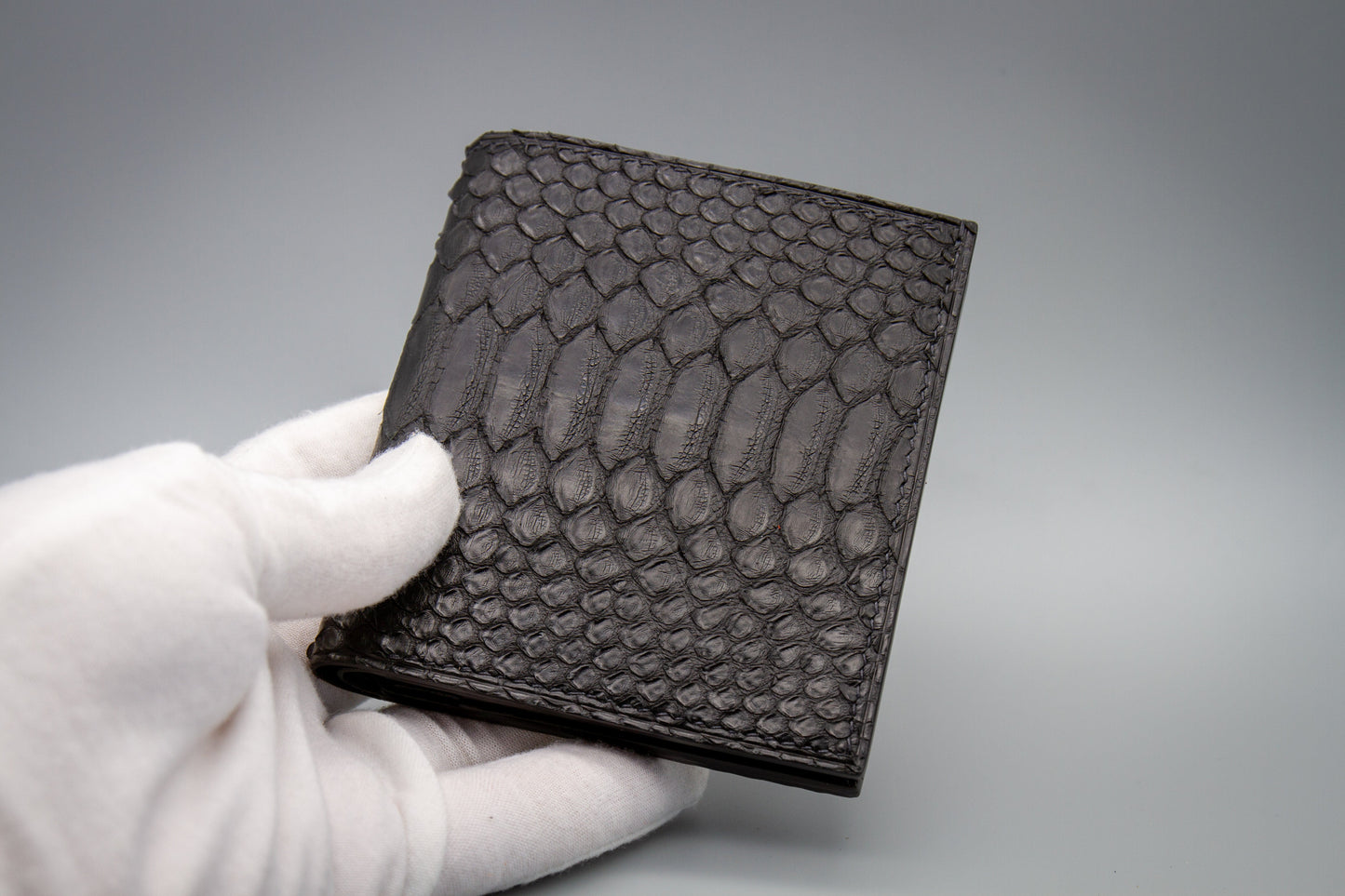 Pyton Leather Wallet - Matte Black