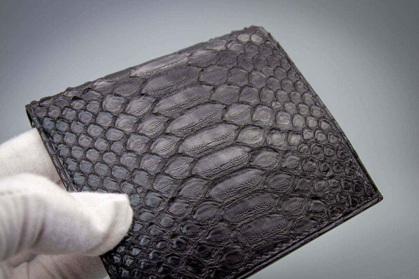 Pyton Leather Wallet - Matte Black
