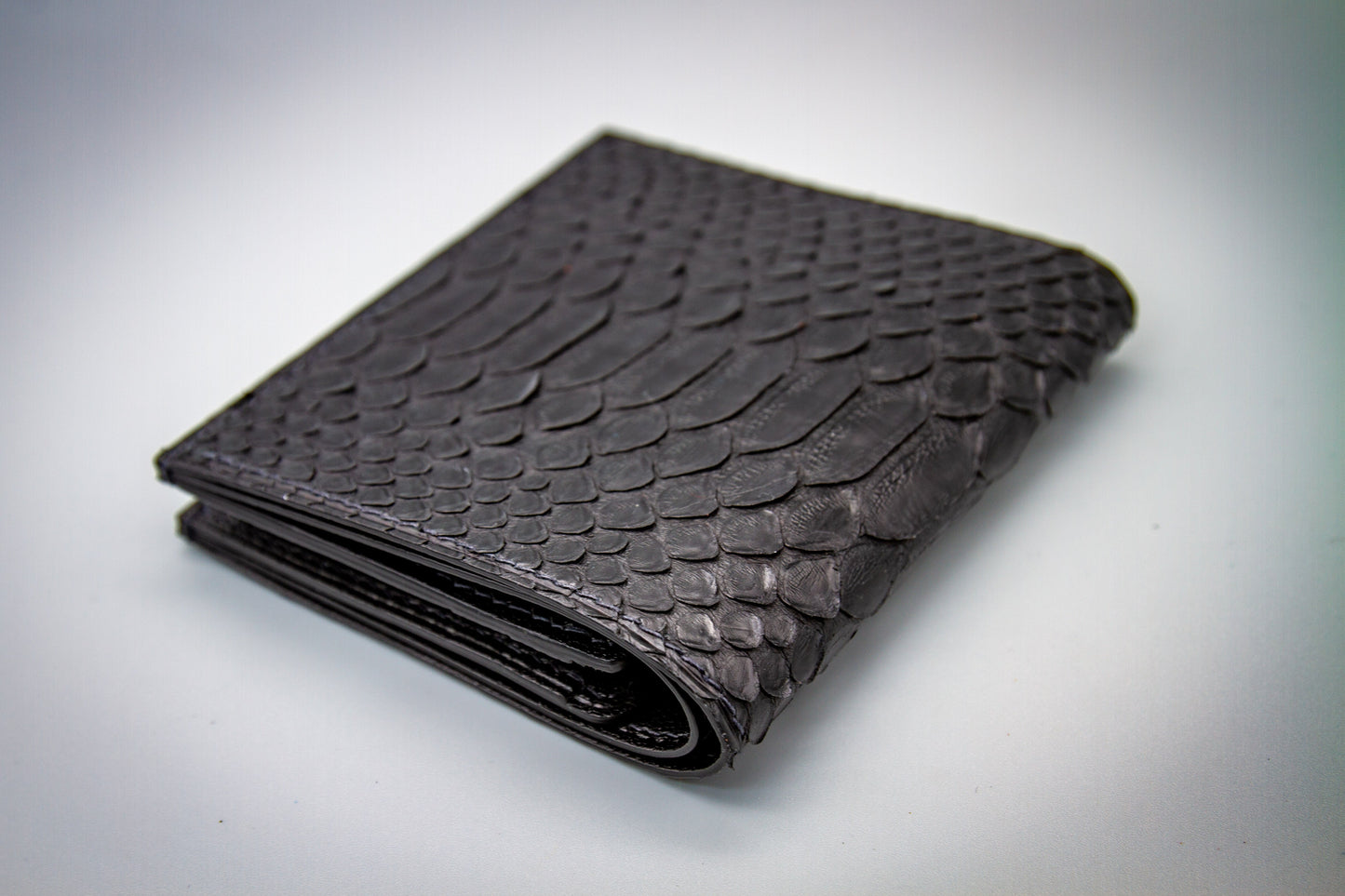 Pyton Leather Wallet - Matte Black
