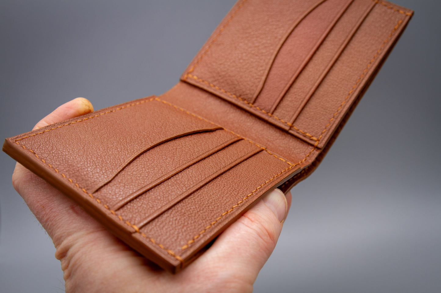 Ostrich Leather Wallet in Saddle Color
