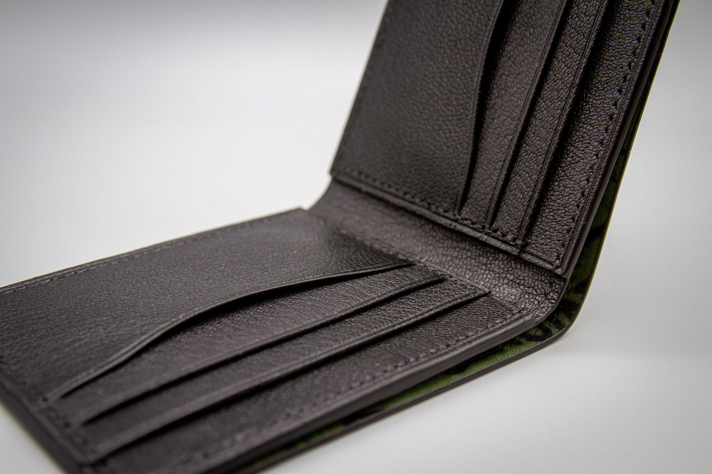 Marbled Horween Shell Cordovan Bifold Wallet - Black Fire