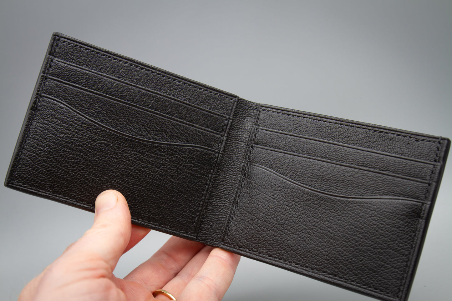 Marbled Horween Shell Cordovan Bifold Wallet - Black Fire