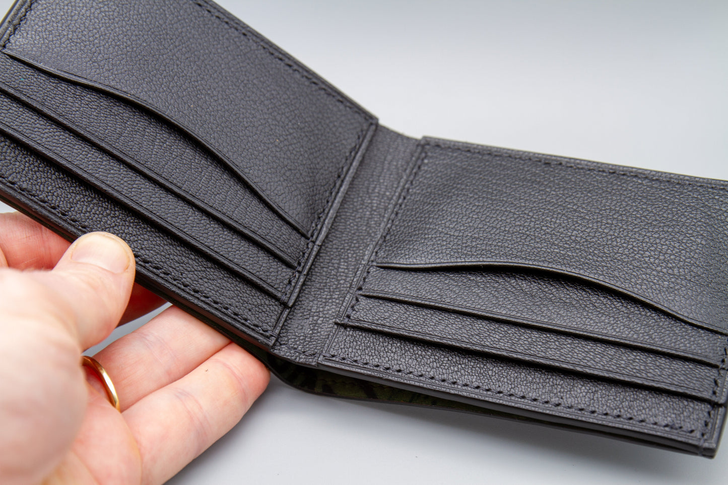 Marbled Horween Shell Cordovan Bifold Wallet - Black Fire