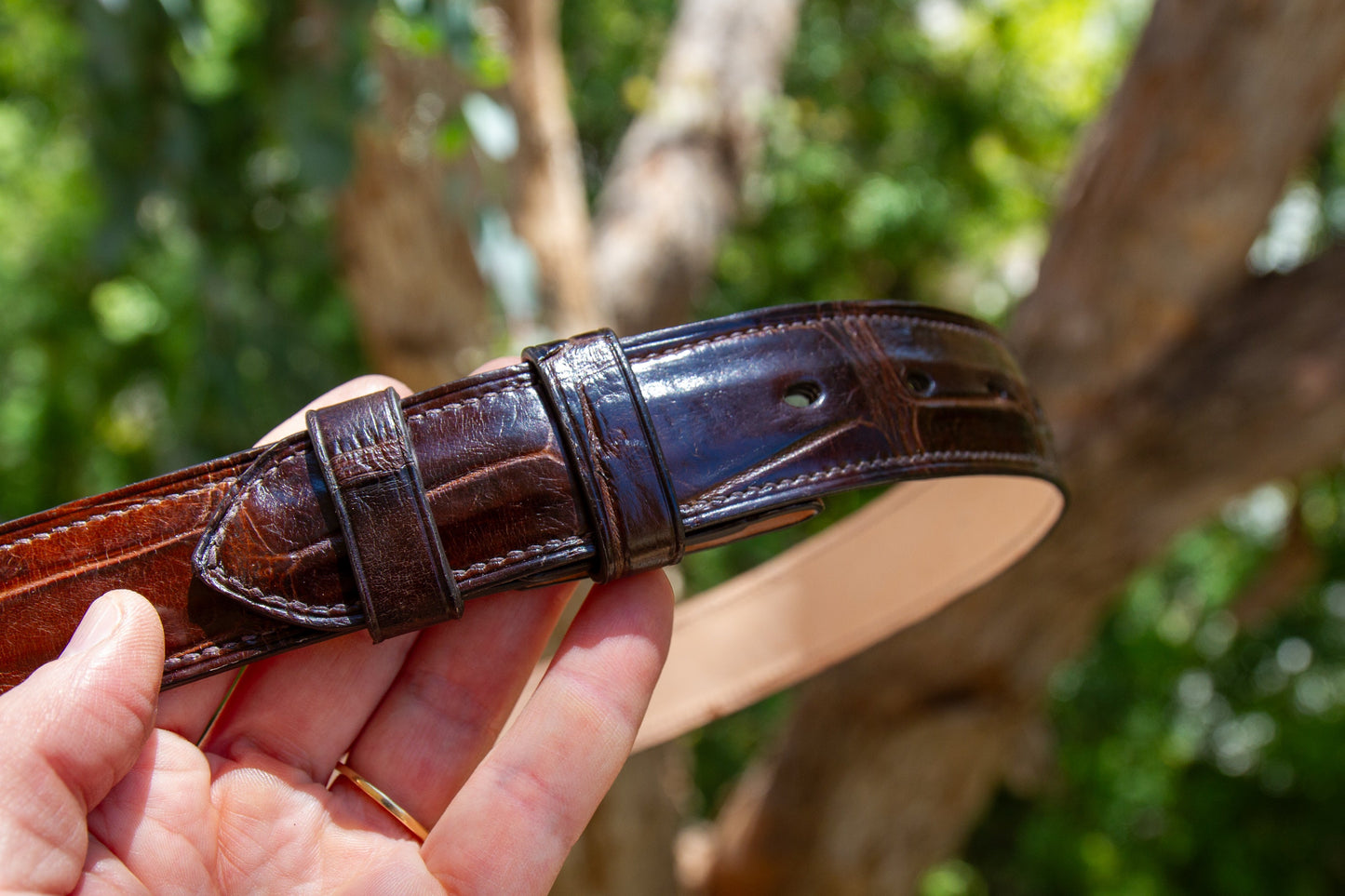 Alligator Leather Belt - Brown