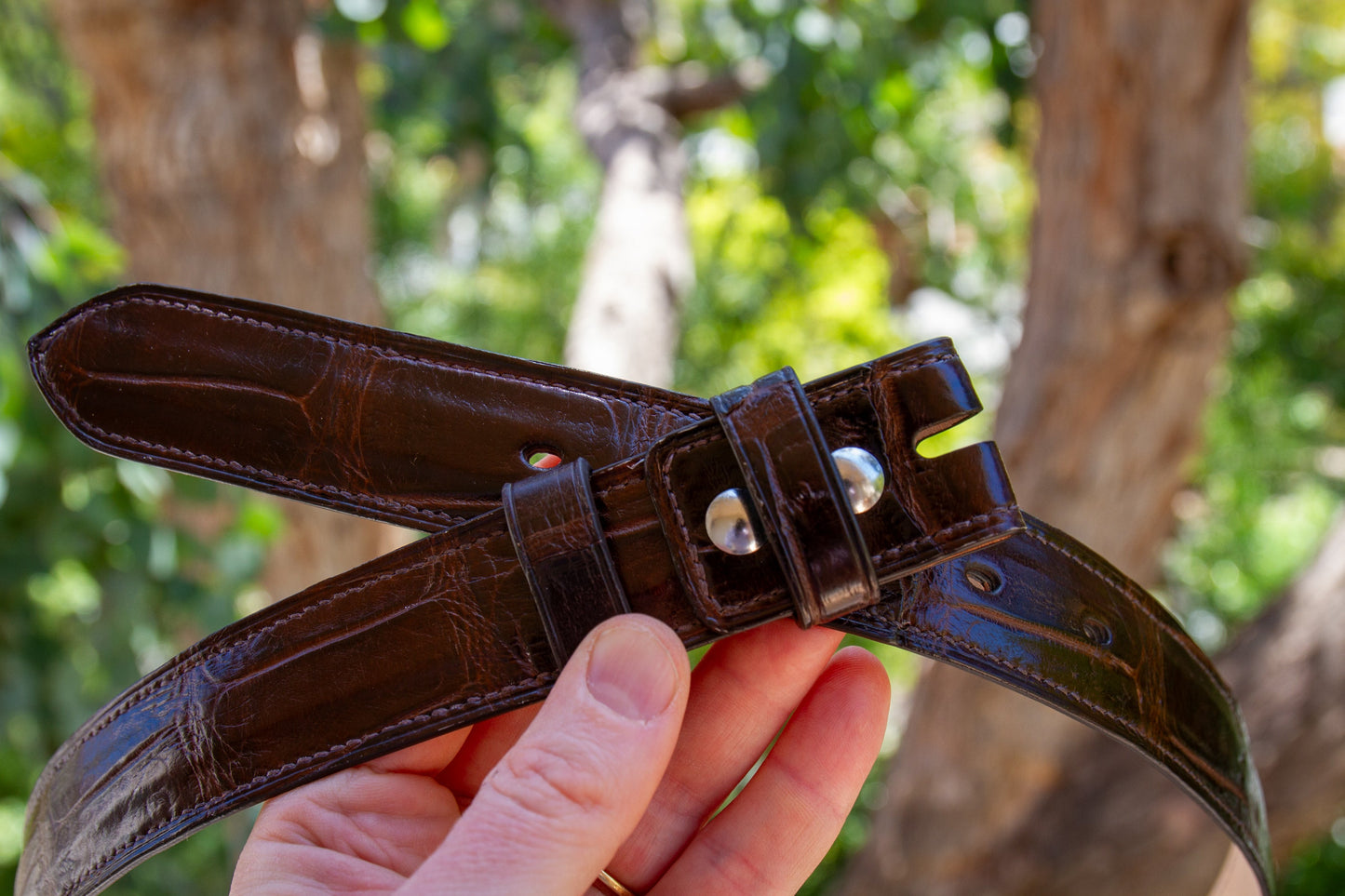 Alligator Leather Belt - Brown