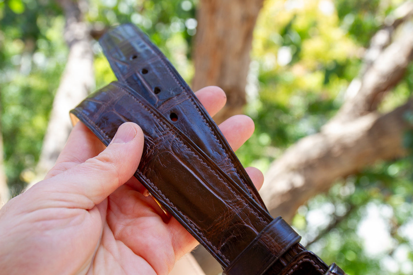 Alligator Leather Belt - Brown