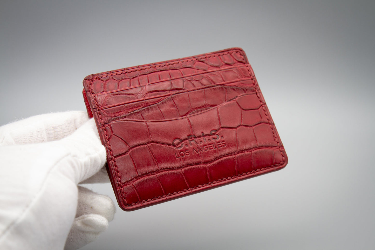 Crocodile Card Holder - Matte Red