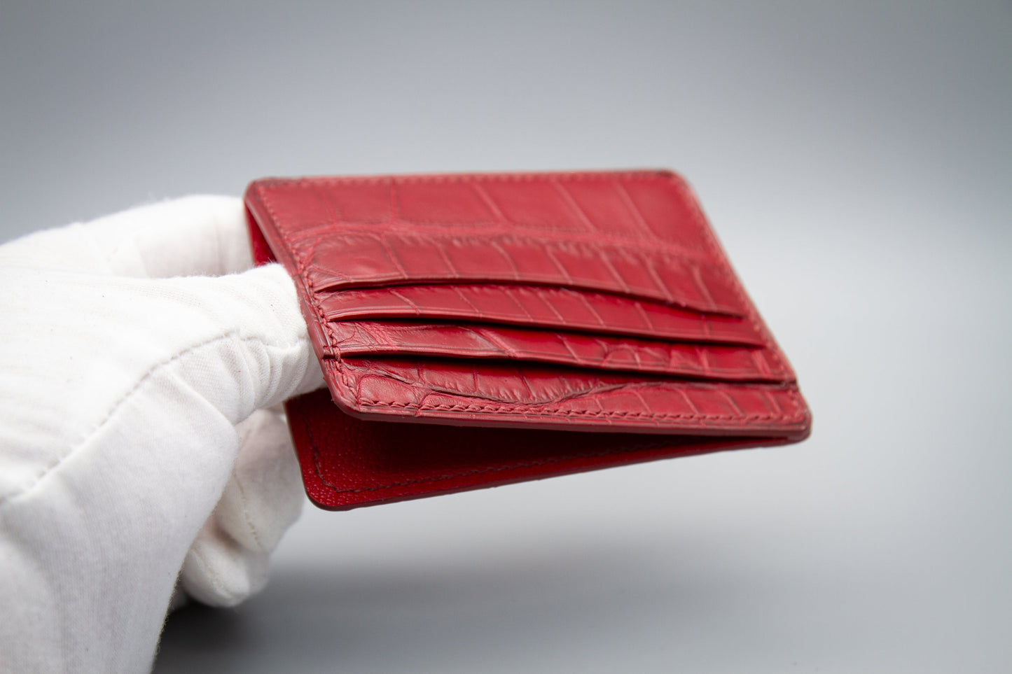 Crocodile Card Holder - Matte Red