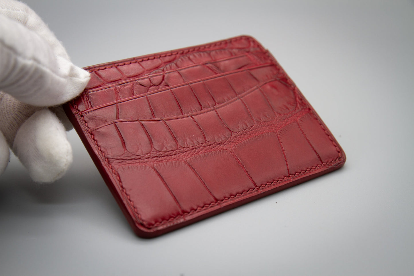 Crocodile Card Holder - Matte Red