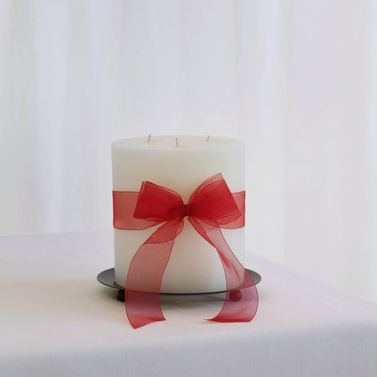 200h Burn | GRAND Beeswax Pillar Candle | Natural White