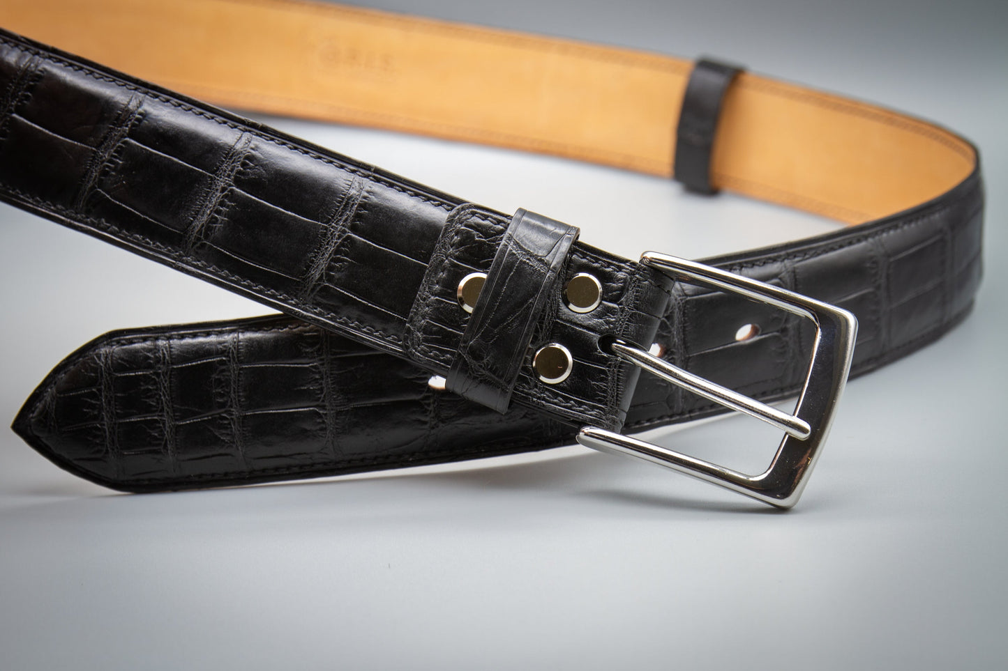 Alligator Leather Belt - Black